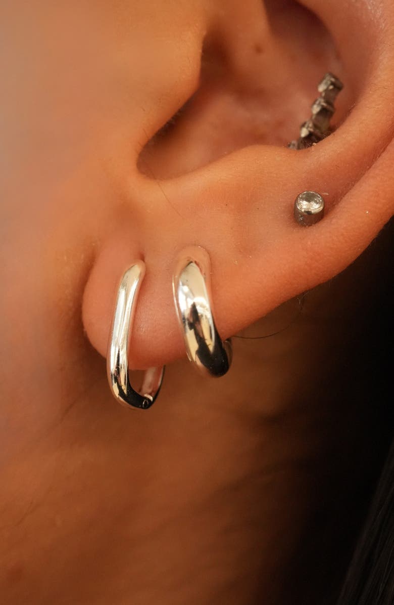 Argento Vivo Sterling Silver Oblong Hoop Earrings, Alternate, color, Silver