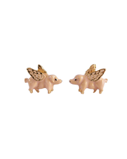 Fable England Gold Flying Pig Stud Earrings