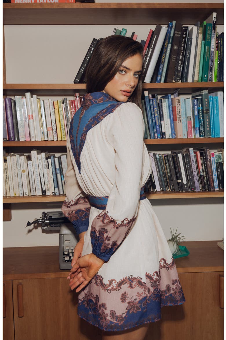Teya Long Sleeve Belted Shirtdress, Alternate, color, CREAM MULTI