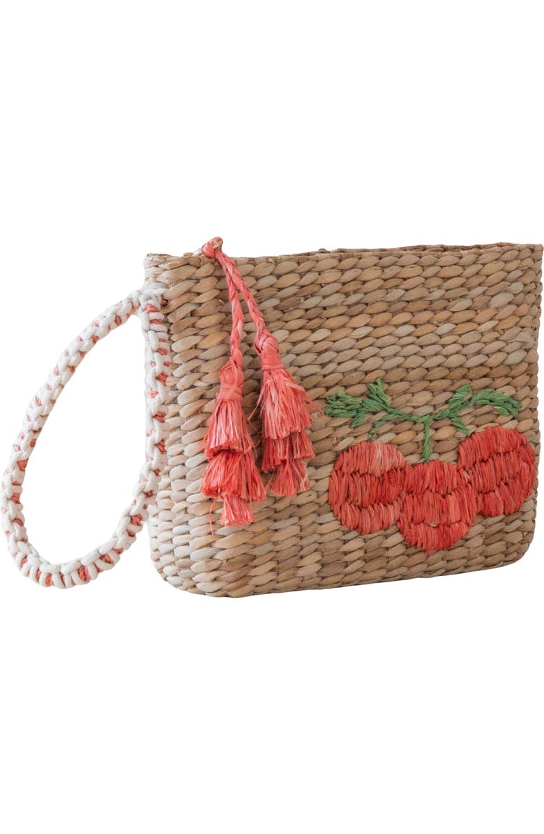 LIKHA Tomato Embroidered Straw Pouch, Alternate, color,