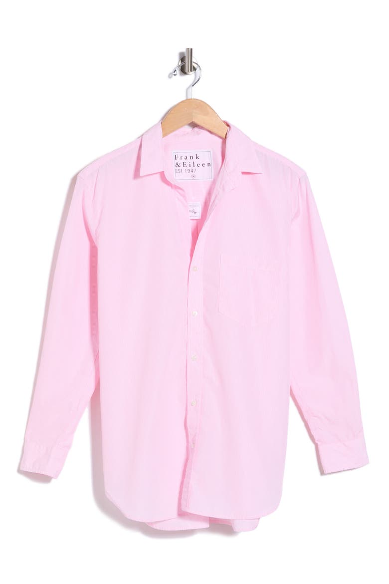 Boyfriend Button-Up Shirt, Main, color, THIN PINK STRIPE