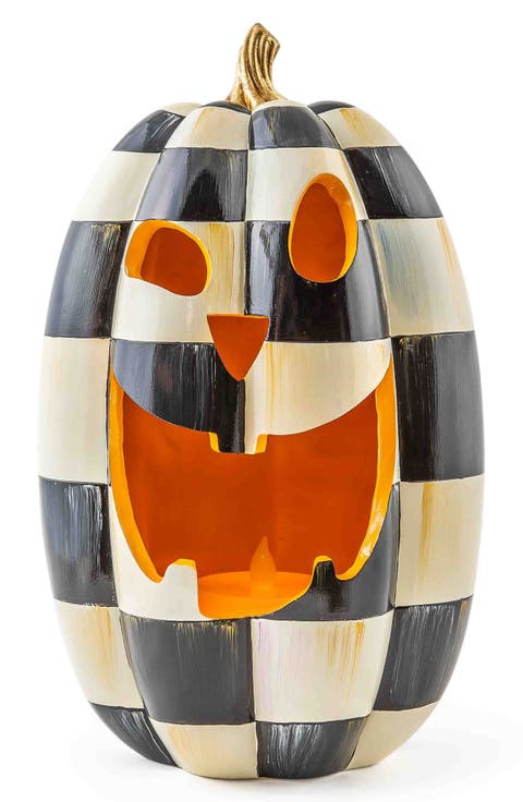 Courtly Check Tall Illuminated Pumpkin