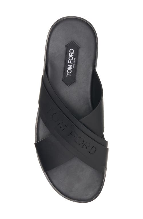 Shop Tom Ford Preston Leather Slide Sandal In Black
