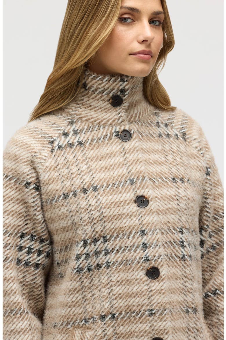 Eyelash Knit Knee Length Coat, Alternate, color, NATURAL PLAID