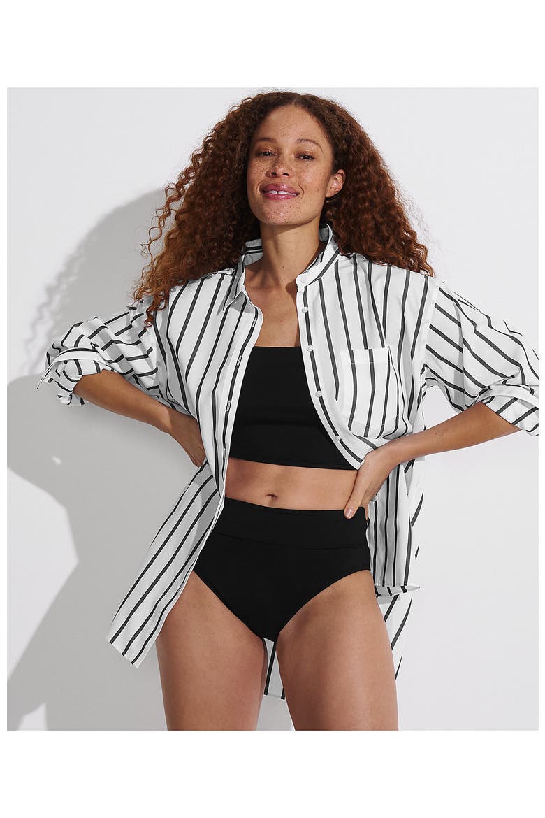 Chlorine Resistant Pinchless High Waisted Bikini Bottoms, Alternate, color, Black