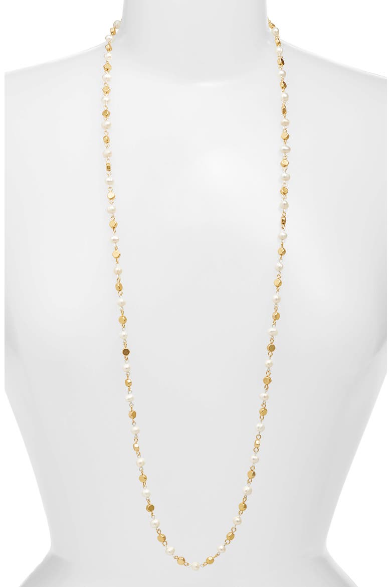 Confetti Long Freshwater Pearl Necklace, Main, color, GOLD