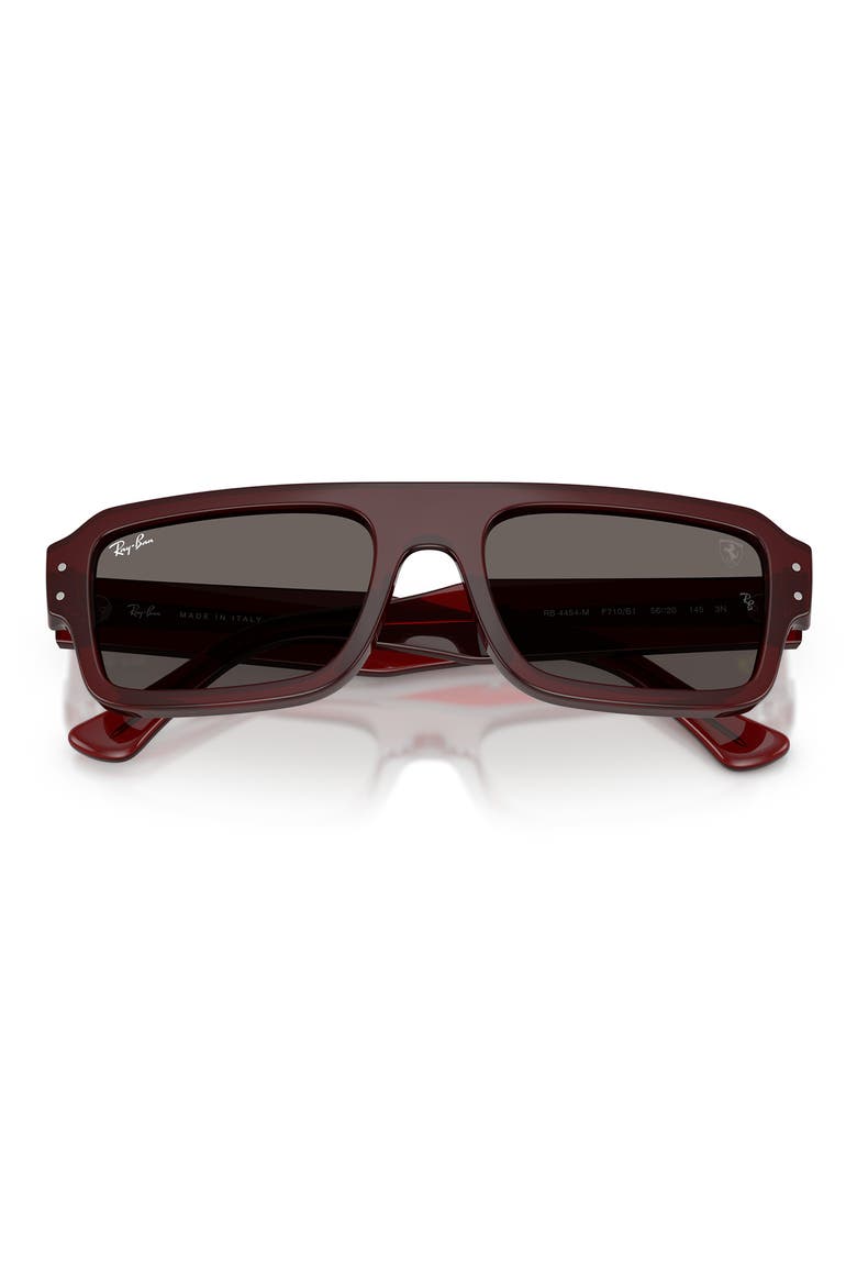 x Scuderia Ferrari Flacko 56mm Rectangular Sunglasses, Alternate, color, RED TRASPARENT / DARK GREY