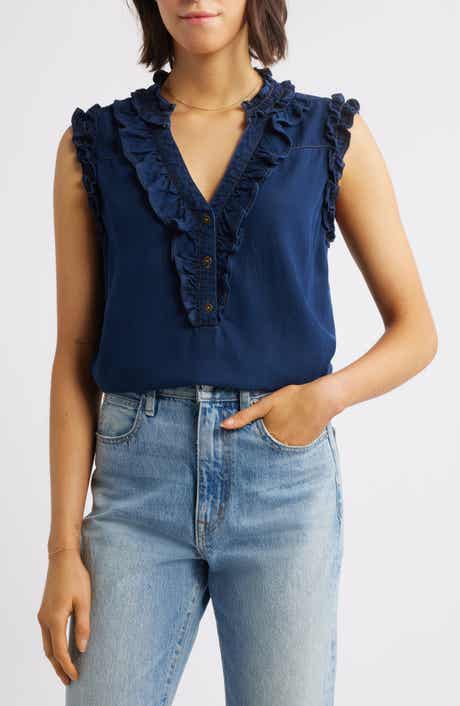 Ruffle Accent Sleeveless Top