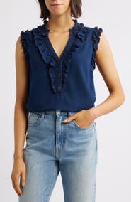 Wit & Wisdom Ruffle Accent Sleeveless Top