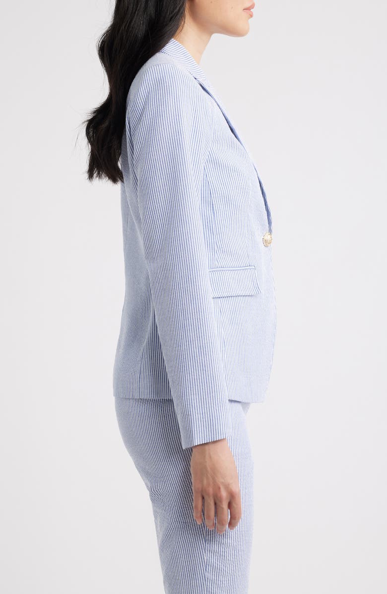Tahari ASL Seersucker Blazer, Alternate, color, Navy Ivory