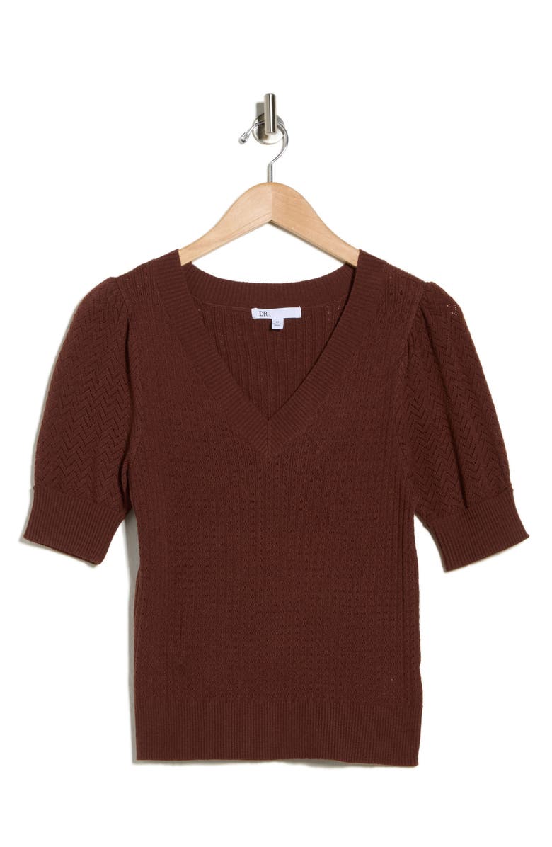 DR2 by Daniel Rainn Pointelle Stitch Sweater, Alternate, color, New Chocolate