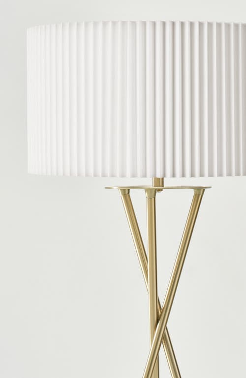 Brightech Jaxon Pleated 60' Smart Home Compatible Led Twisted Tripod Floor Lamp In Polished Gold