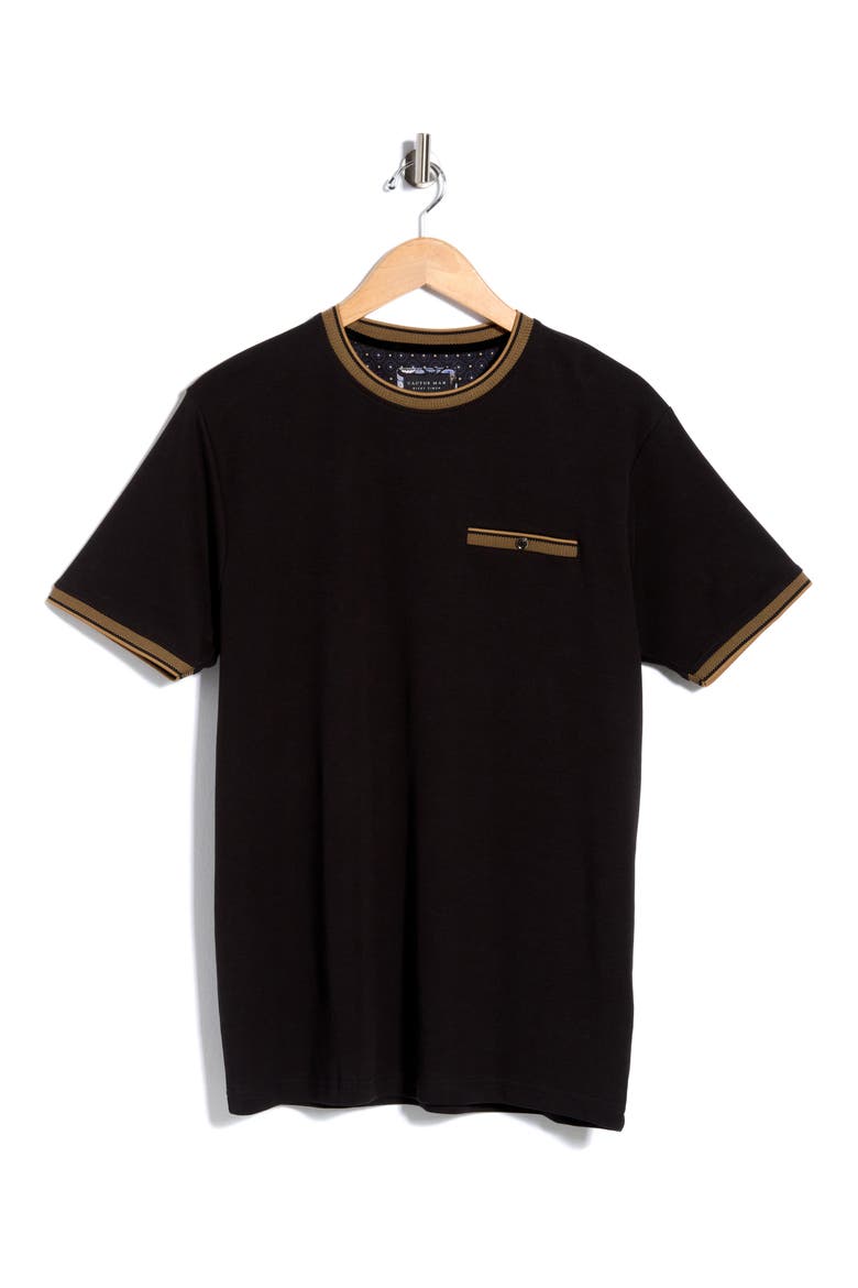Tipped Cotton Jacquard T-Shirt, Alternate, color, BLACK