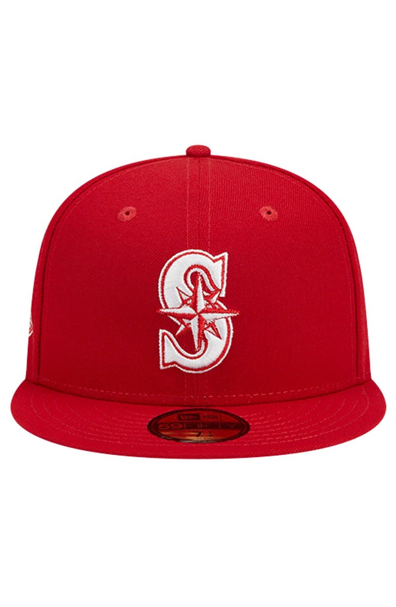 New Era Men's New Era Red Seattle Mariners Logo 59FIFTY Fitted Hat, Alternate, color, 