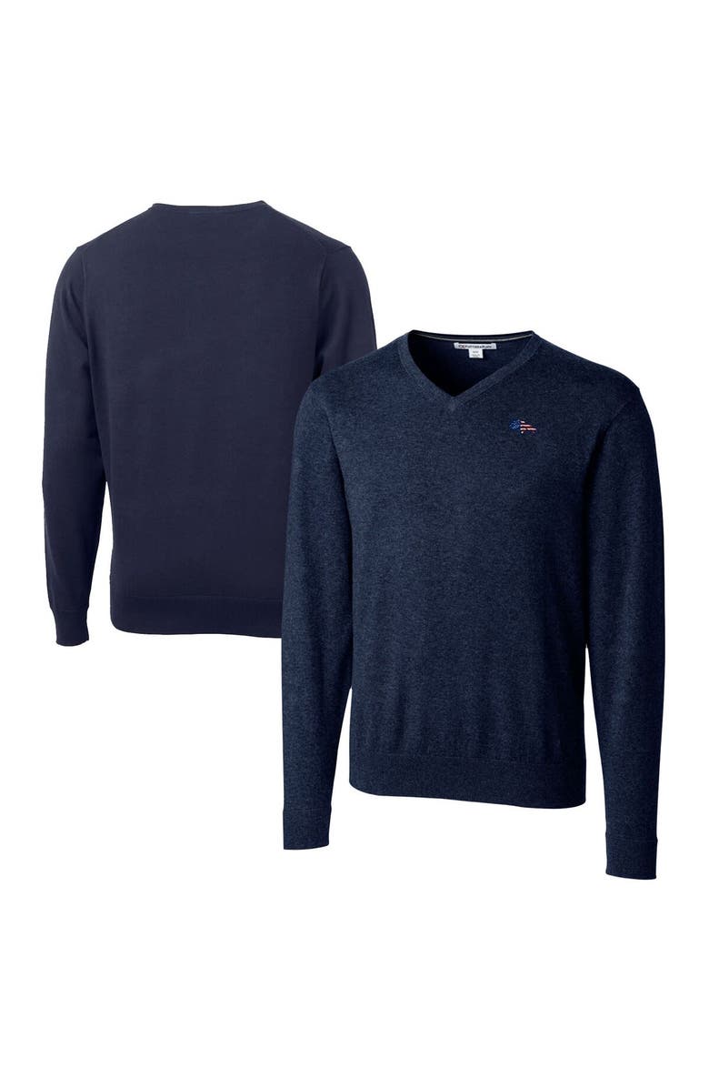 Cutter & Buck Men's Cutter & Buck Navy Denver Broncos Big & Tall Lakemont V-Neck Sweater, Main, color, 