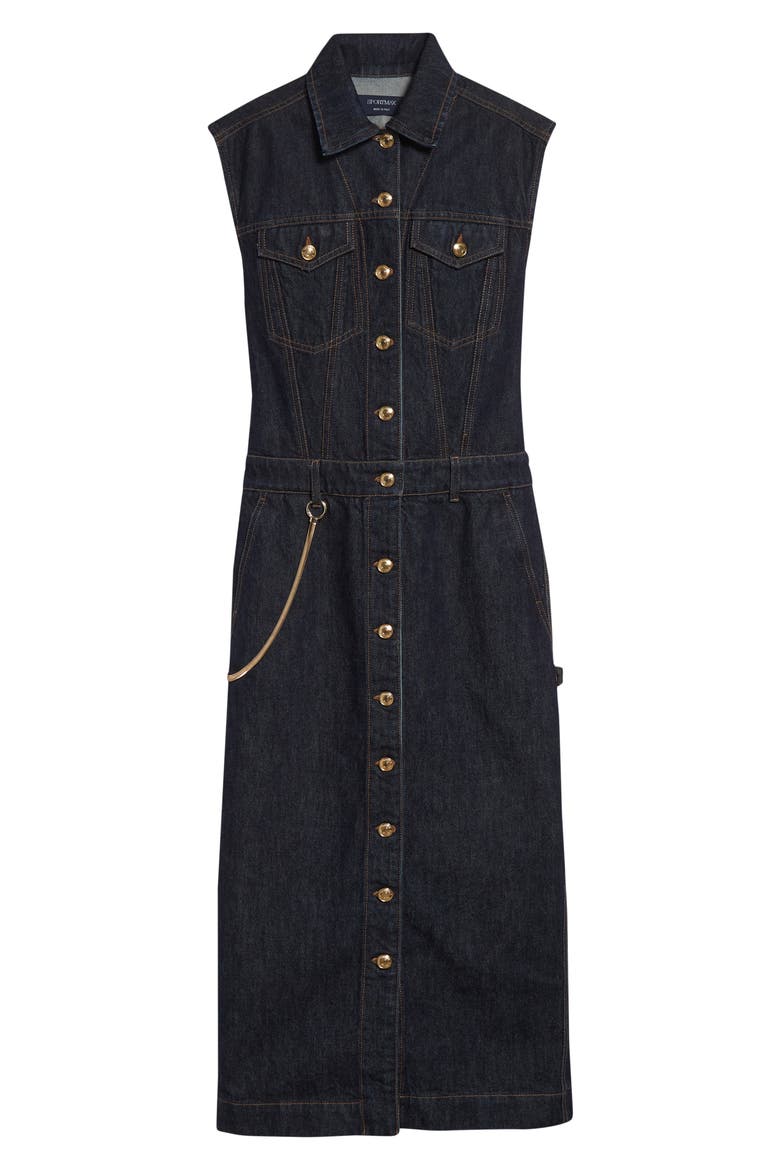 Farfalla Sleeveless Denim Utility Dress, Alternate, color, MIDNIGHT BLUE