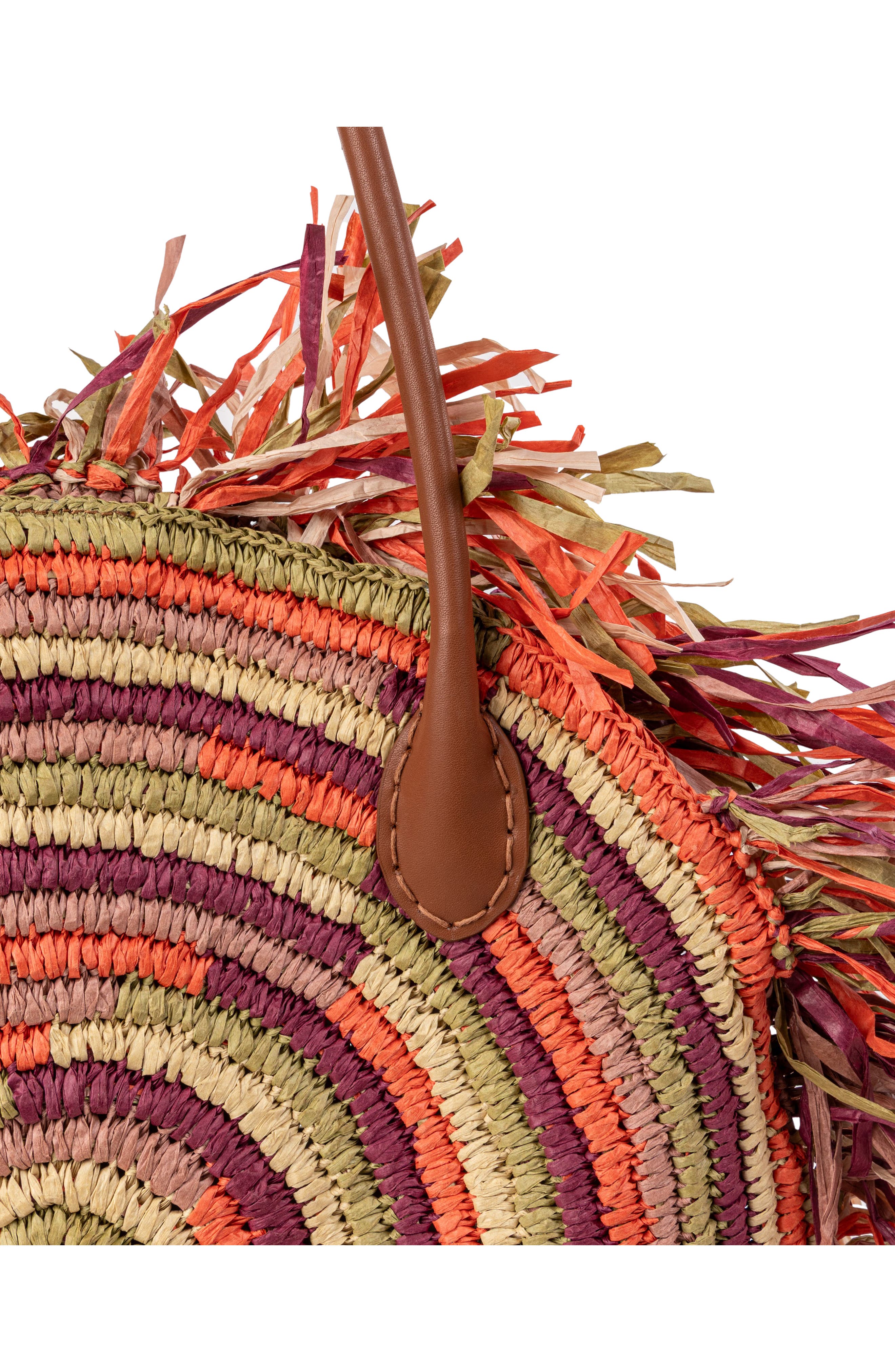 Sam Edelman Lily Fringe Circular Tote, Alternate, color, Rust