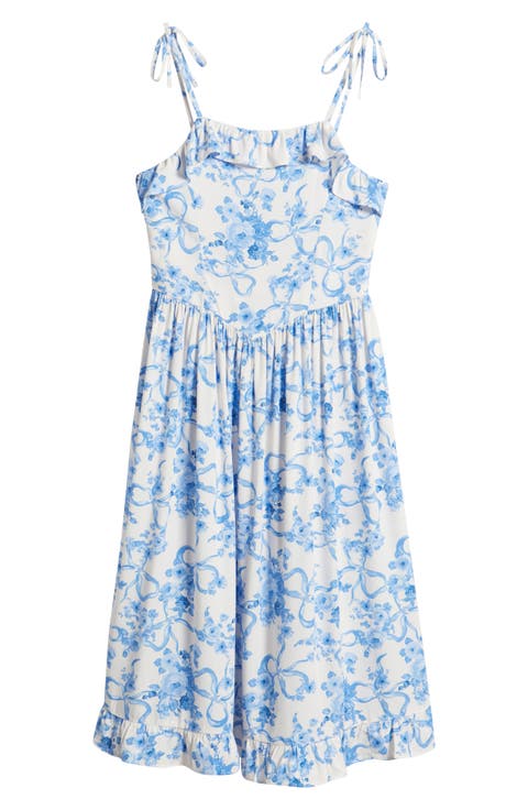 Kids' Floral Ruffle Tie Strap Sundress (Big Kid)