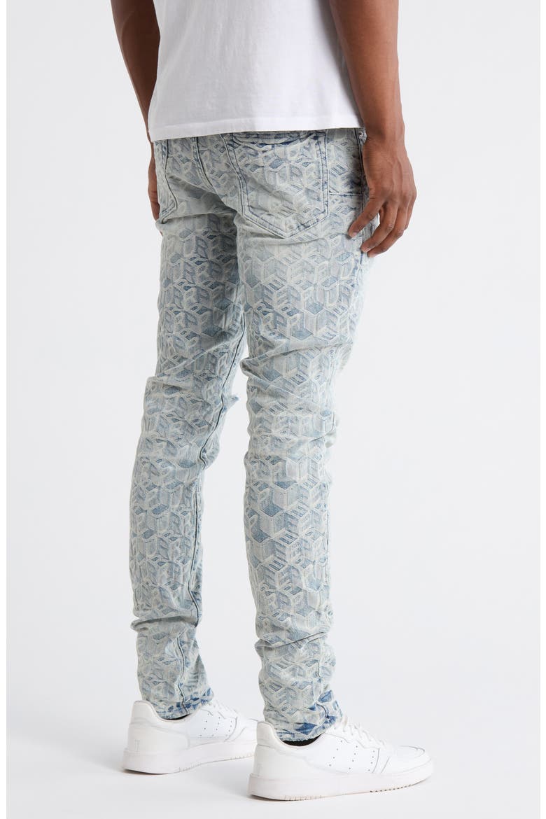 P001 Jacquard Monogram Skinny Jeans, Alternate, color, LIGHT INDIGO