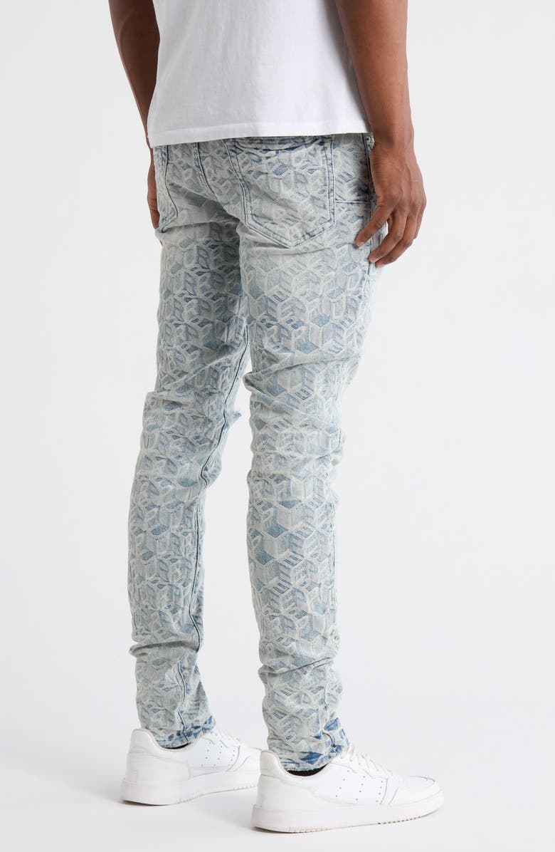 PURPLE BRAND P001 Jacquard Monogram Skinny Jeans, Alternate, color, Light Indigo