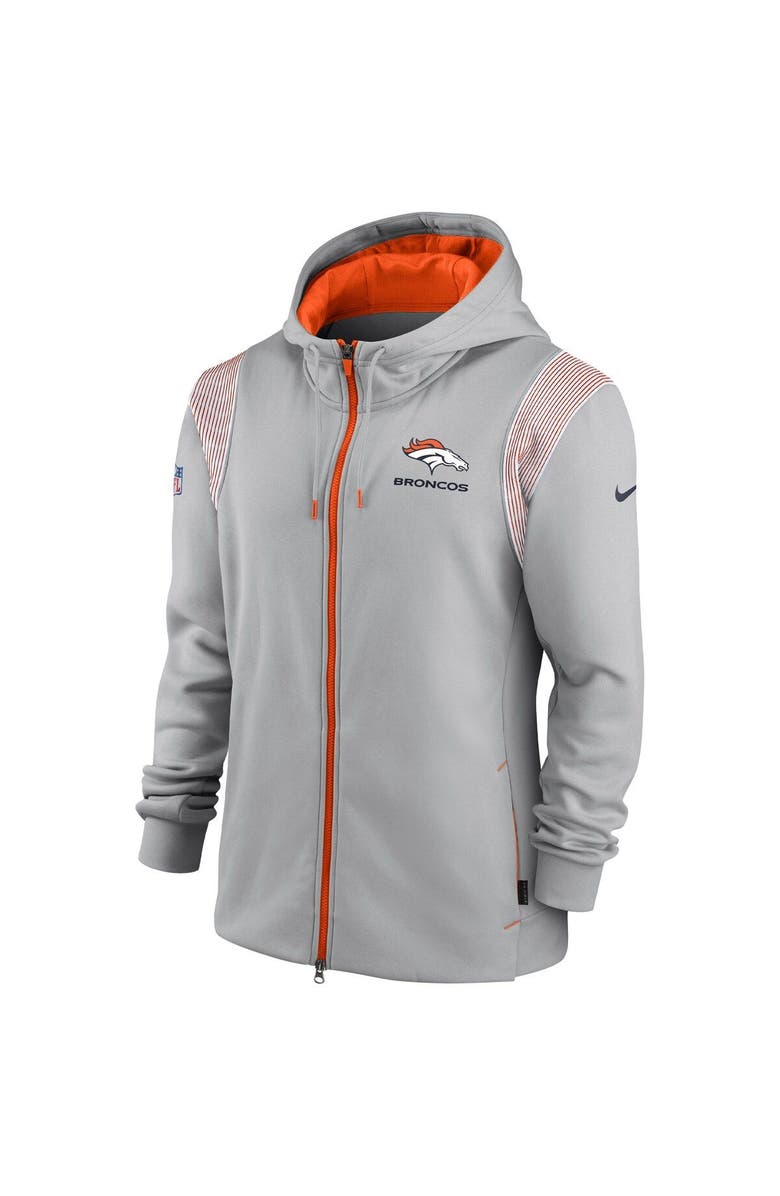 Nike Men's Nike Gray Denver Broncos Performance Sideline Lockup Full-Zip Hoodie, Alternate, color, 