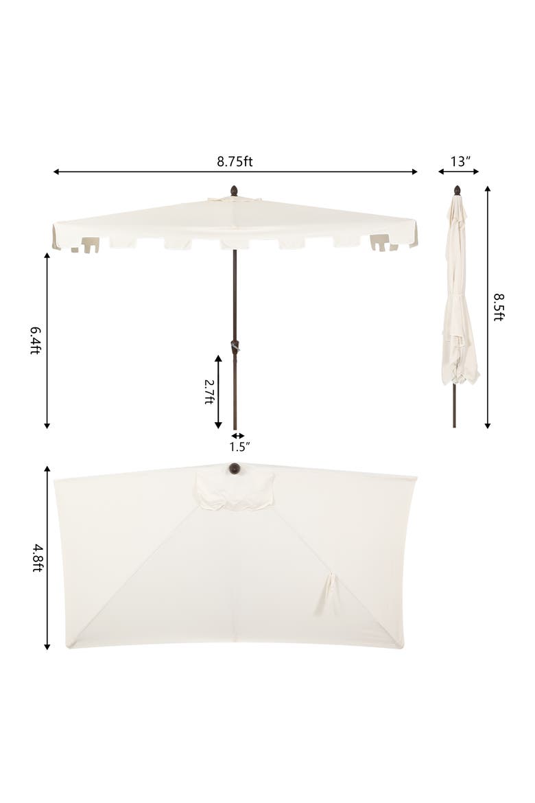 Sidney Coastal Half Patio Umbrella with Crank, UV-Resistant Space-Saving Wall-Hugging Aluminum Balcony Sun Shade, Alternate, color, Cream