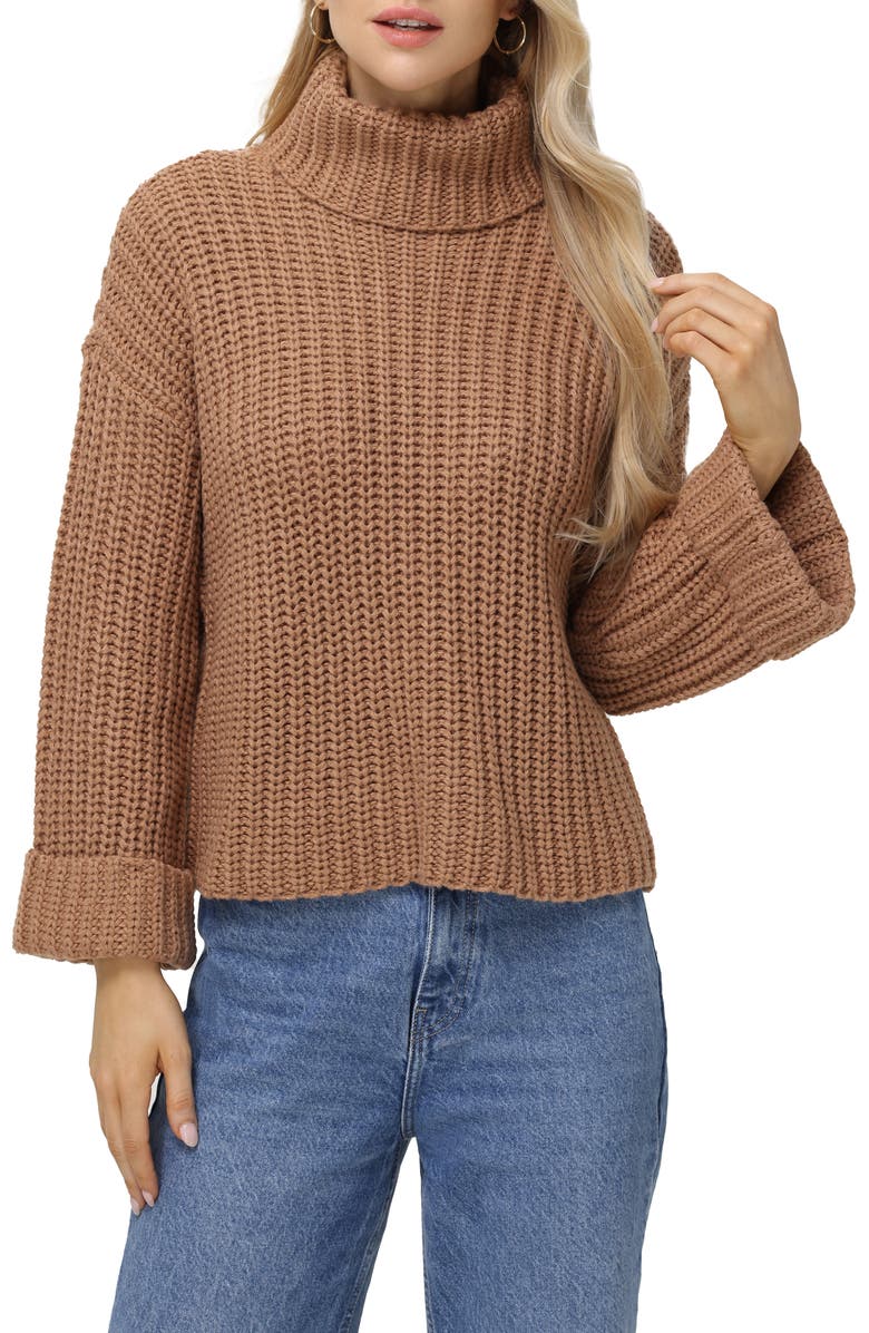 525 America Vida Bell Sleeve Turtleneck Sweater, Main, color, Cinnamon