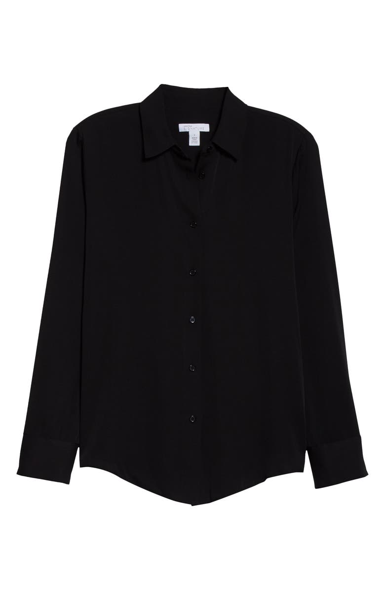 Nordstrom Signature Long Sleeve Stretch Silk Button-Up Shirt, Alternate, color, 