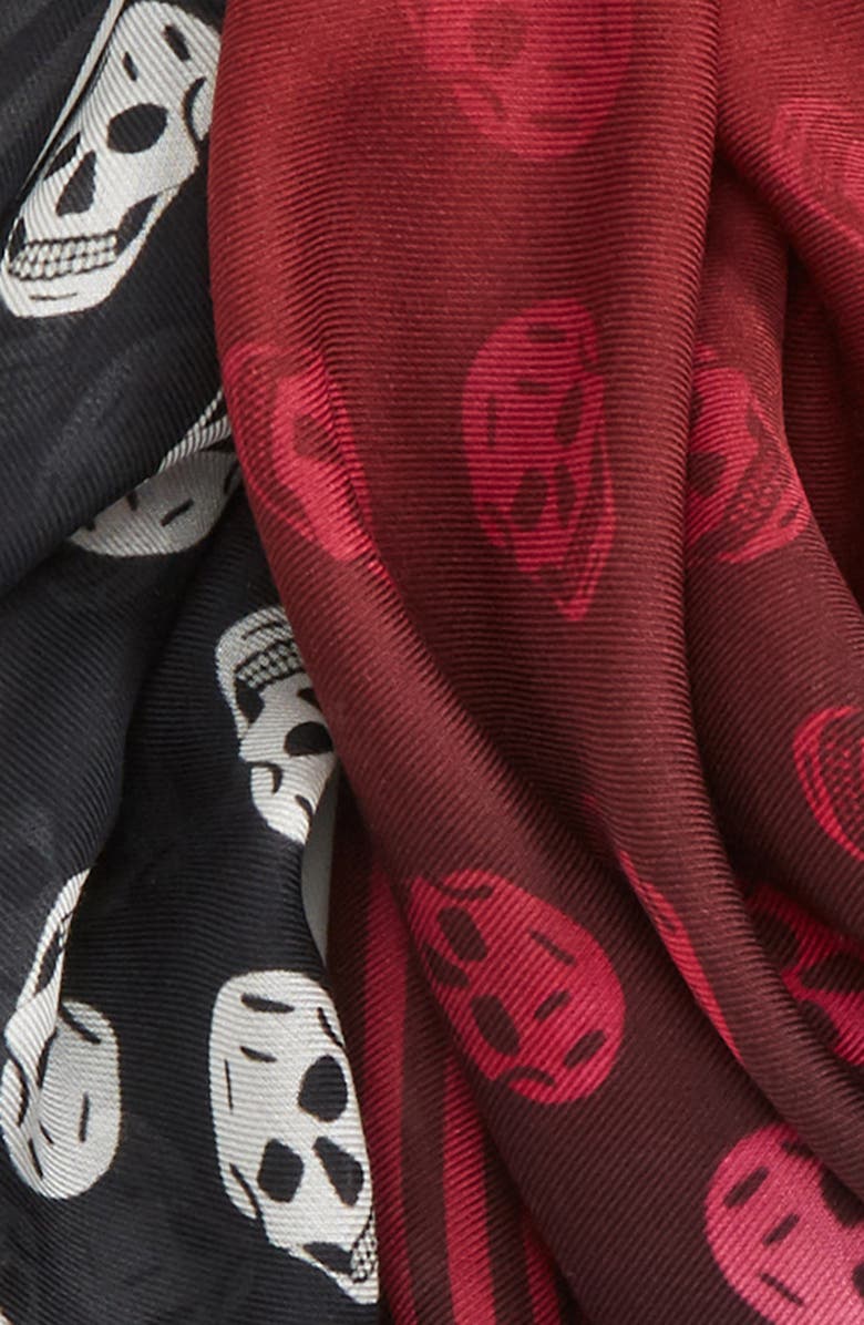 McQueen Alexander McQueen Skull Print Dip Dye Scarf, Alternate, color, 