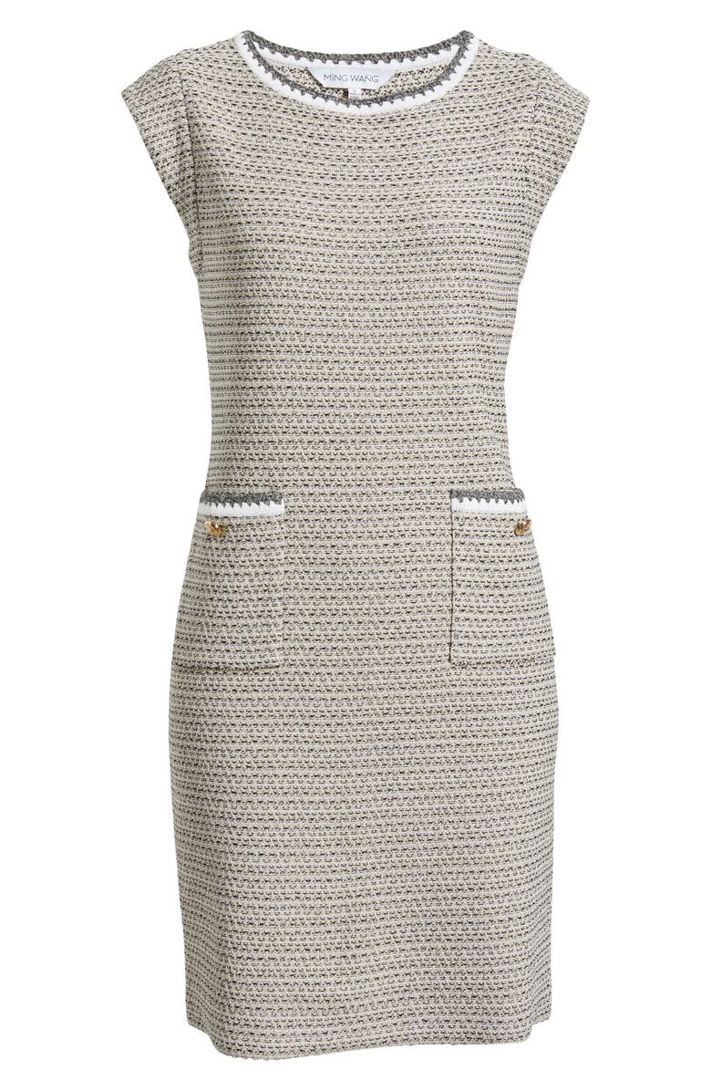 Ming Wang x Tanya Foster Knit Tweed Sheath Dress, Alternate, color,