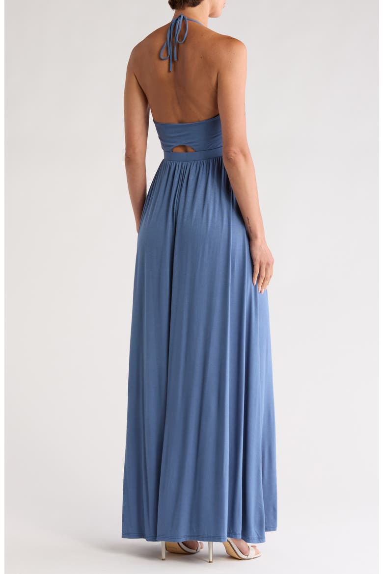 Halter Neck Keyhole Maxi Dress, Alternate, color, MOROCCAN BLUE