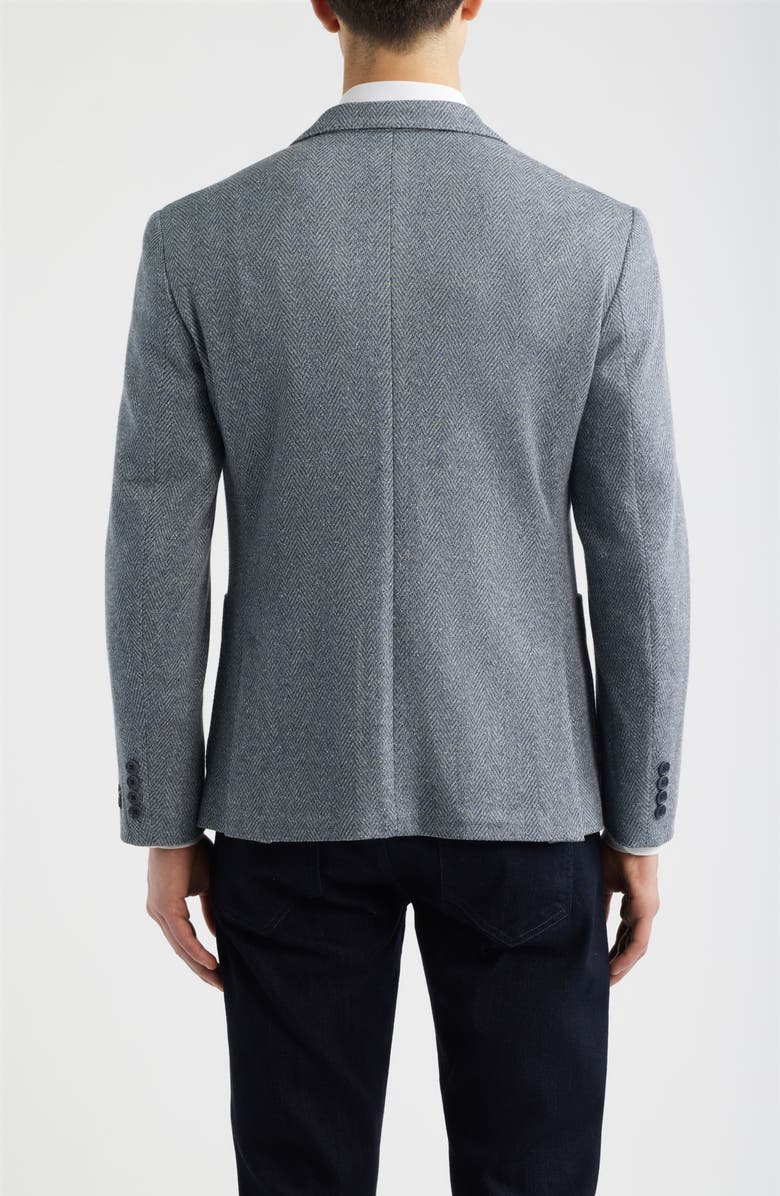 Nordstrom Henrik Trim Fit Grey Herringbone Knit Cotton Blend Sport Coat, Alternate, color, Grey Oscar Herringbone