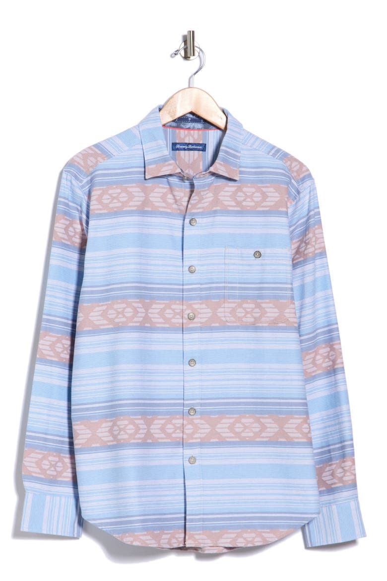 Illusion Stripe Cotton Button-Up Shirt, Main, color, BREAKER