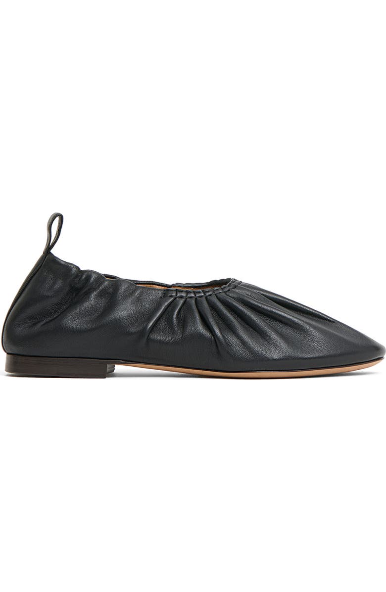 Mansur Gavriel Ruched Ballerina Flat, Alternate, color, Black
