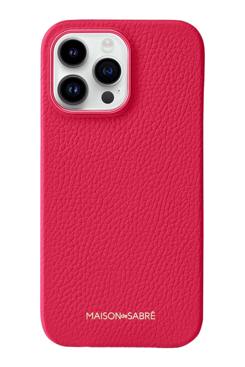 Leather Phone Case iPhone 14 Pro, Main, color, Shibuya Fuchsia