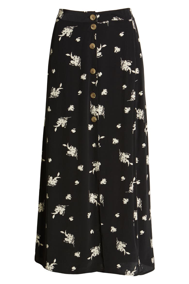 High Waist Midi Skirt (Nordstrom Exclusive), Alternate, color, BLACK ETCH FLOWERS