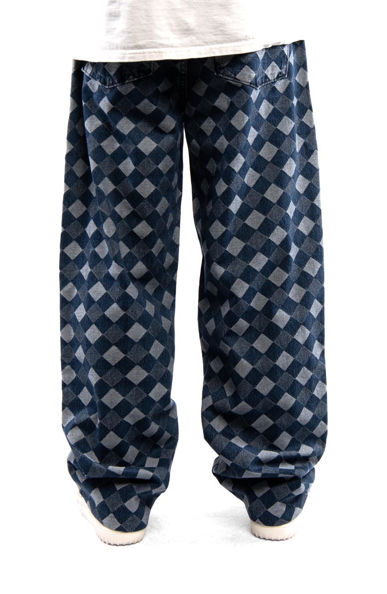 Round Two Baggy Diamond Jacquard Denim Pants, Alternate, color,