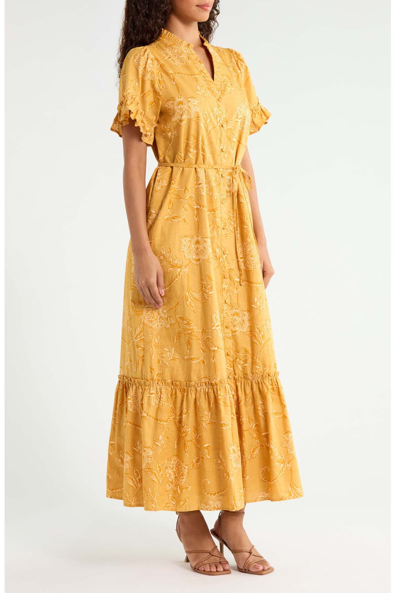 Alna Floral Cotton Maxi Dress, Alternate, color, MUSTARD