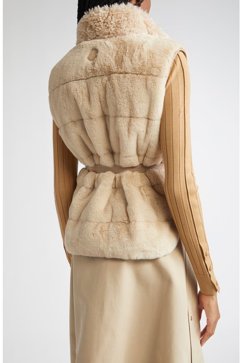 Joui Faux Fur Down Vest, Alternate, color, ALABASTER