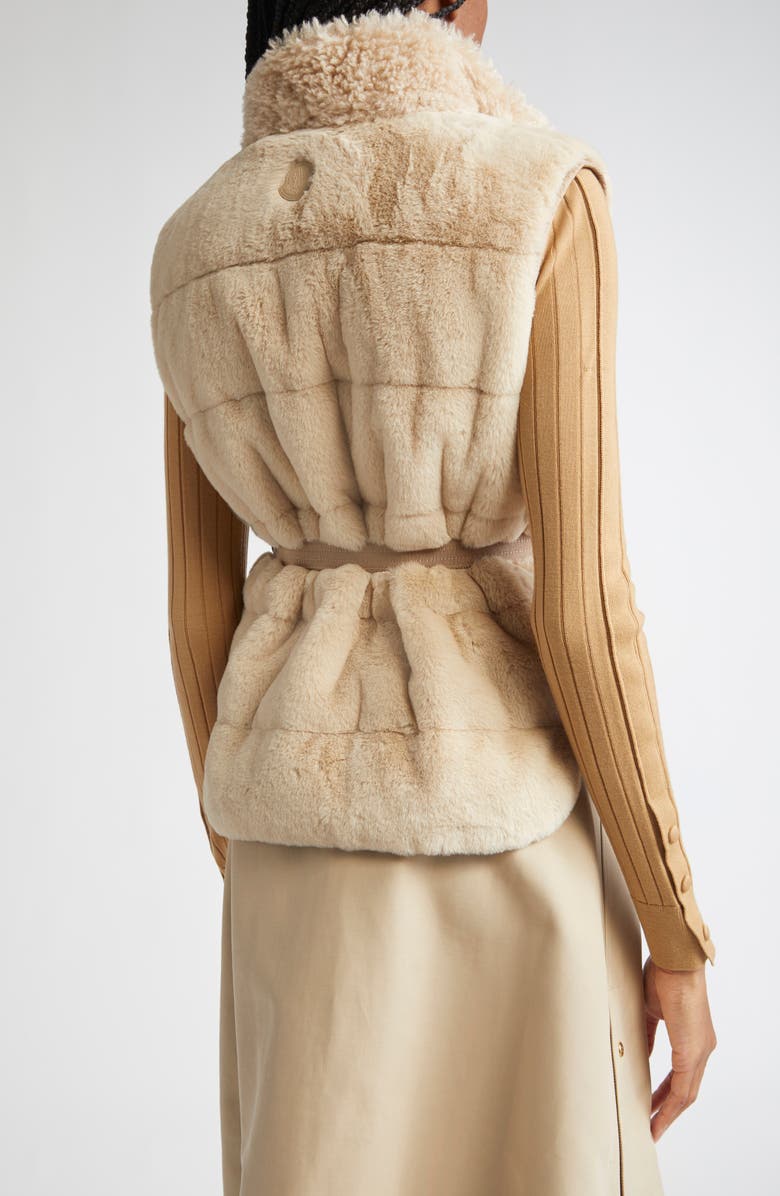 Moncler Joui Faux Fur Down Vest, Alternate, color, Alabaster
