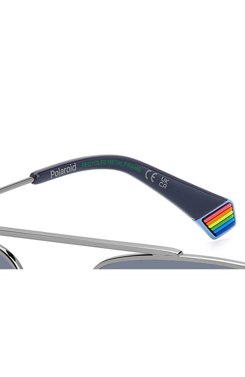 Polaroid 56mm Polarized Rectangular Sunglasses In Ruthenium Blue/blue Polar