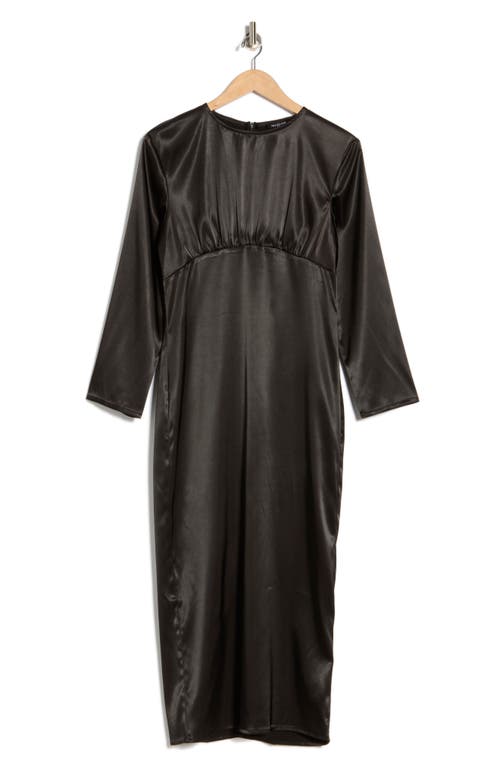 Area Stars Long Sleeve Satin Midi Dress In Black