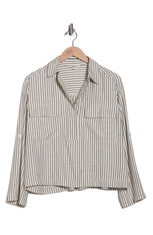 Max Studio Grid Print Roll Sleeve Popover Shirt In Multi