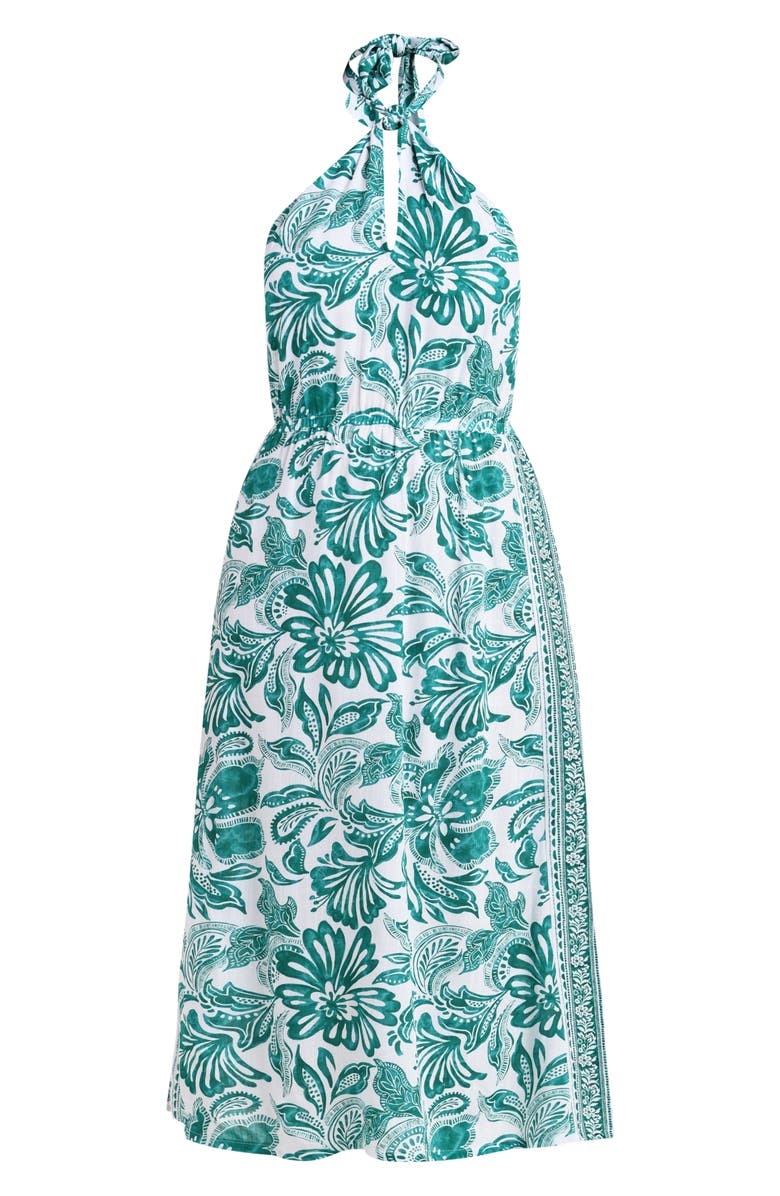 La Blanca Botanical Brocade Fit & Flare Halter Dress, Alternate, color, Jungle