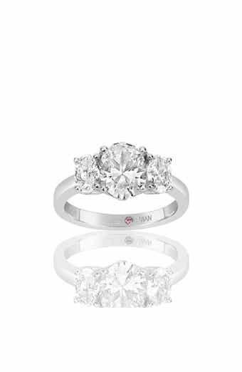 SUZY LEVIAN Sterling Silver Oval CZ 3-Stone Engagement Ring