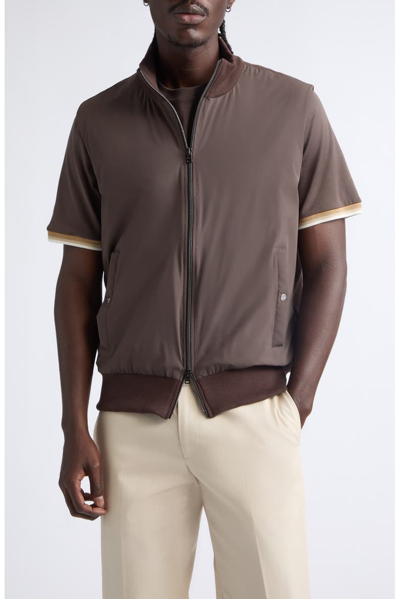 Mixed Media Vest, Main, color, 8800 CHOCOLATE BROWN