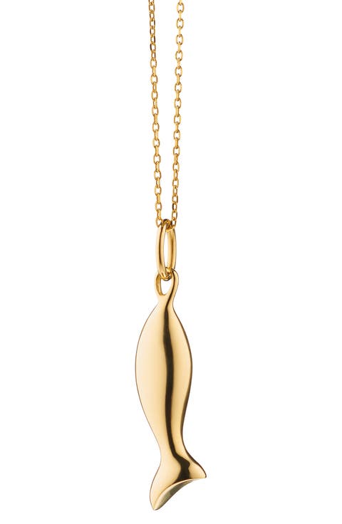 Perseverance 18k Gold Fish Pendant Necklace