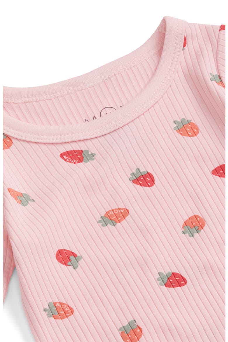Ribbed Print Pyjama Set, Alternate, color, Strawberry Crystal Rose