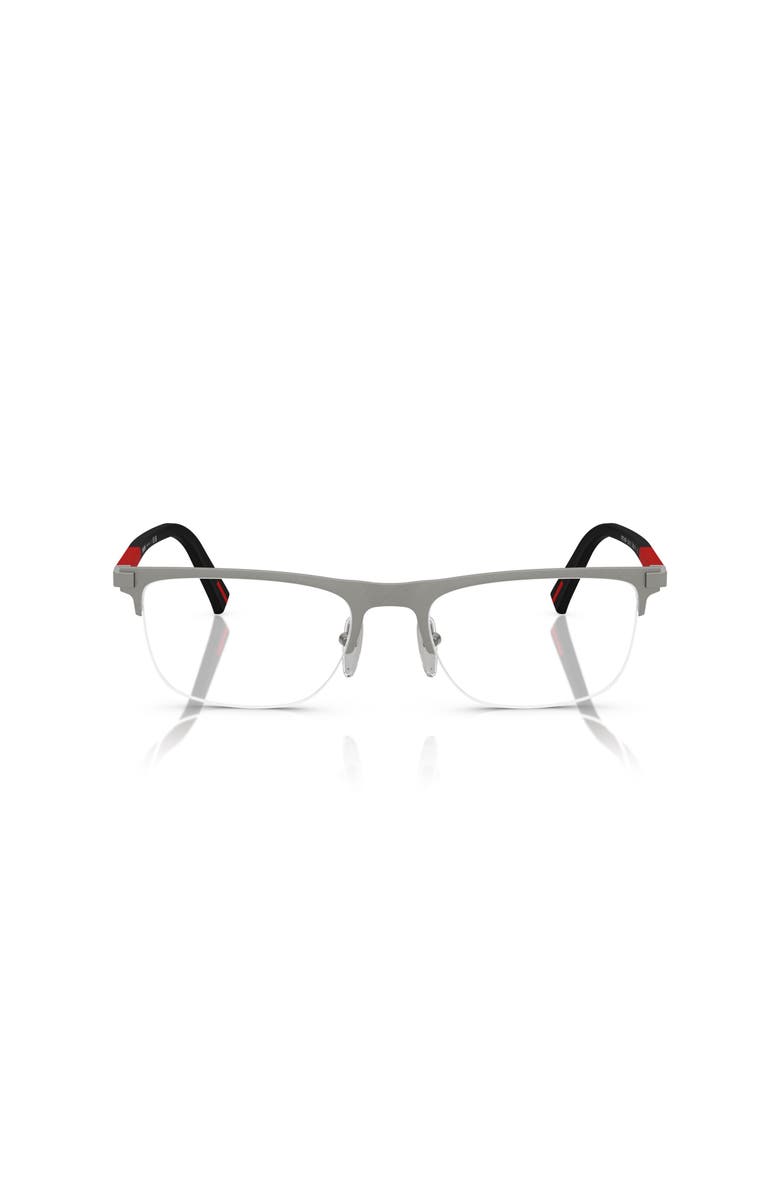 Prada Linea Rossa 53mm Rectangle optical glasses, Alternate, color, Silver
