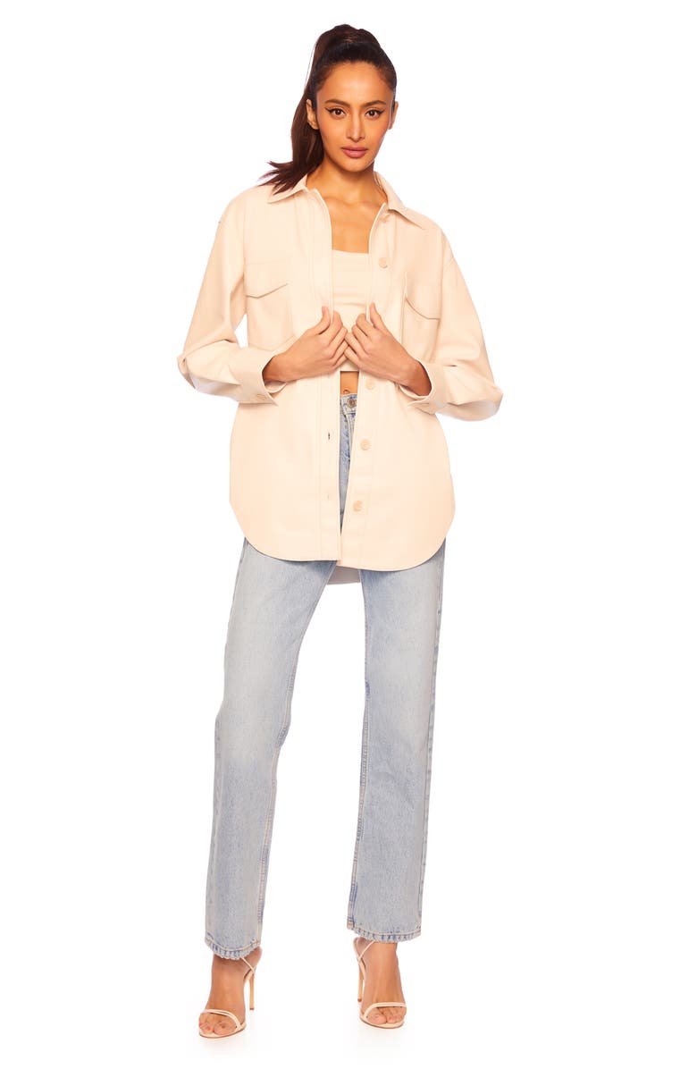 Susana Monaco Faux Leather Shacket, Alternate, color, Blanched Almond